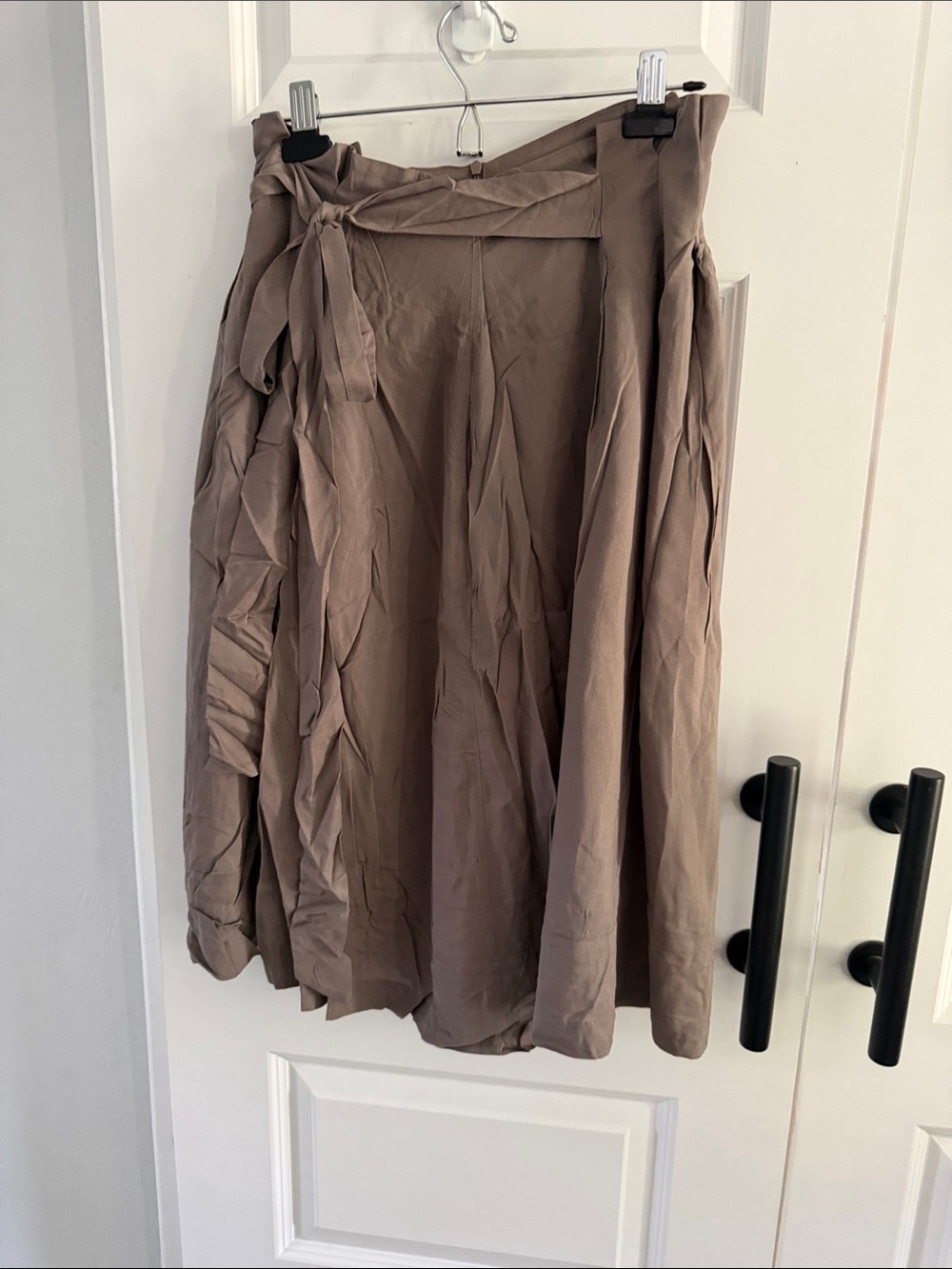 Women's Taupe Wrap Skirt with Tie Waist - Picture 2 of 6